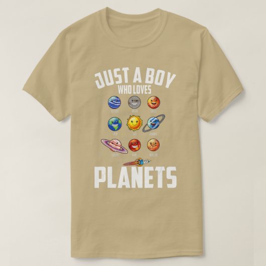 Gewoon een jongen die van Planets Space Sun Planet T-shirt (Design voorkant)