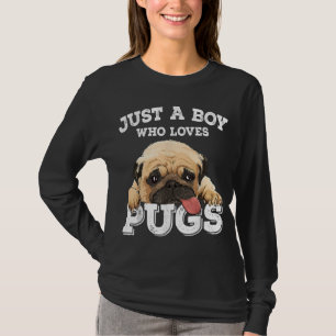Gewoon een jongen die van Pugs Funny Pug Lover Gif T-shirt