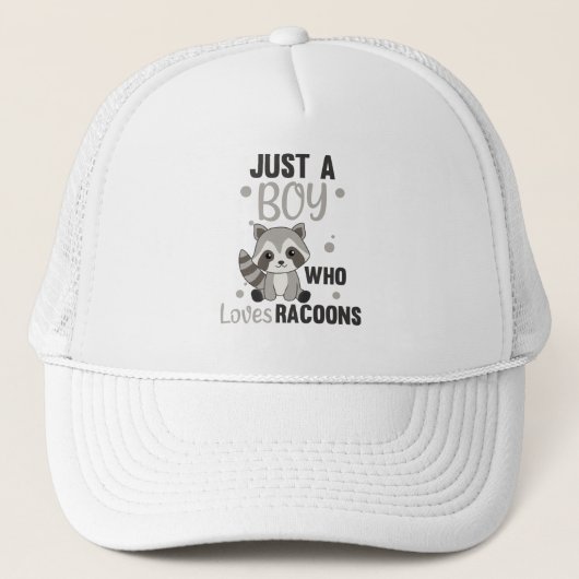Gewoon een jongen die van Racoons Kawaii Raccoon h Trucker Pet (Voorkant)