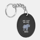 Gewoon een jongen die van Rhinos Lover Gift Rhinoc Sleutelhanger (Voorkant Links)