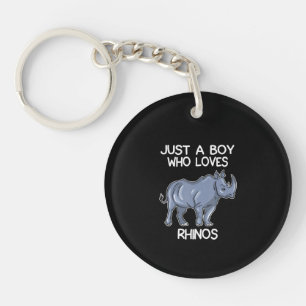 Gewoon een jongen die van Rhinos Lover Gift Rhinoc Sleutelhanger