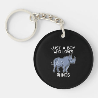Gewoon een jongen die van Rhinos Lover Gift Rhinoc Sleutelhanger