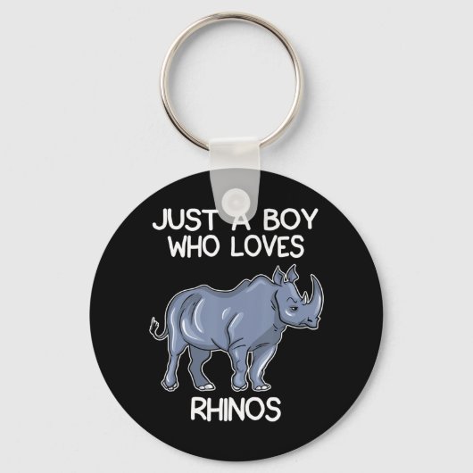 Gewoon een jongen die van Rhinos Lover Gift Rhinoc Sleutelhanger (Voorkant)