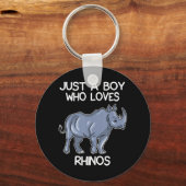 Gewoon een jongen die van Rhinos Lover Gift Rhinoc Sleutelhanger (Voorkant)