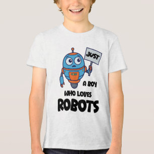 Gewoon Een Jongen Die Van Robots Houdt Kinderen Tri-Blend Shirt