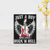 Gewoon Een Jongen Die Van Rock And Roll Rockband G Kaart (Gele Bloem)