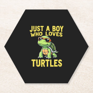 Gewoon een jongen die van schildpadden houdt Kinde Kartonnen Onderzetters