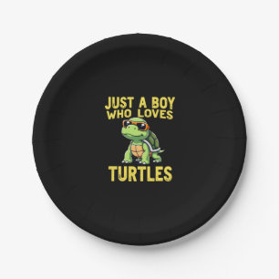 Gewoon een jongen die van schildpadden houdt Kinde Papieren Bordje