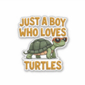 Gewoon een jongen die van schildpadden houdt Kinde Sticker (Voorkant)