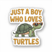 Gewoon een jongen die van schildpadden houdt Kinde Sticker (Voorkant)