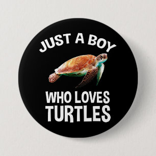 Gewoon een jongen die van schildpadden houdt ronde button 7,6 cm