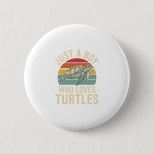 Gewoon een jongen die van schildpadden houdt Vinta Ronde Button 5,7 Cm