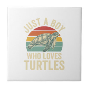Gewoon een jongen die van schildpadden houdt Vinta Tegeltje