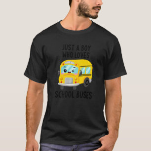 Gewoon een jongen die van schoolbussen houdt Jonge T-shirt
