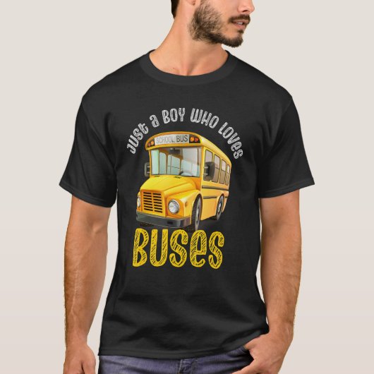Gewoon een jongen die van schoolbussen houdt Leuke T-shirt (Voorkant)