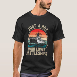 Gewoon Een Jongen Die Van Slagschepen Houdt Vintag T-shirt
