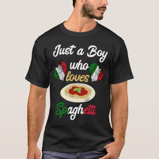 Gewoon een jongen die van Spaghetti Pasta Noodle C T-shirt (Voorkant)