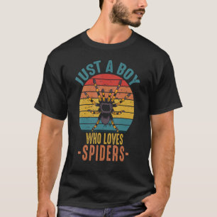 Gewoon een jongen die van Spiders Retro Pet Spi h T-shirt