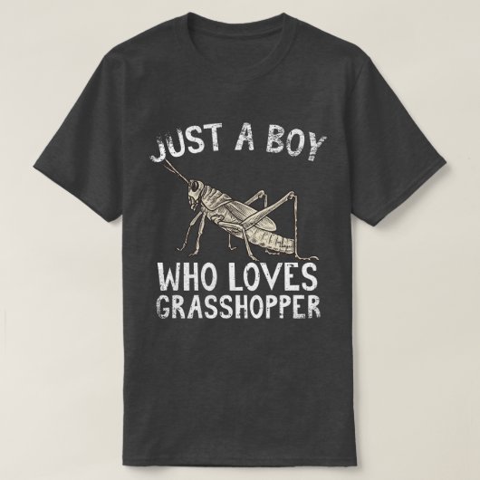 Gewoon een jongen die van sprinkhaan houdt t-shirt (Design voorkant)