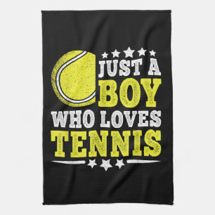 Gewoon een jongen die van tennis houdt, grappige t theedoek