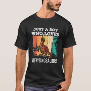 Gewoon een jongen die van Therizinosaurus Dinosaur T-shirt
