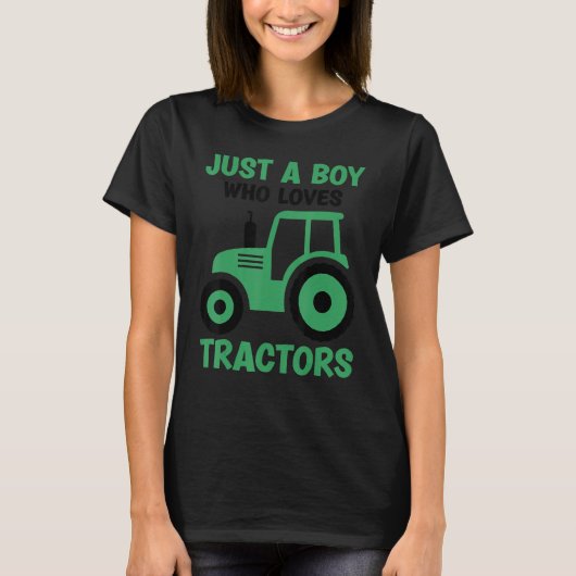 Gewoon een jongen die van tractoren houdt, Boerder T-shirt (Voorkant)