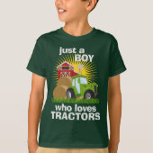 Gewoon een jongen die van tractoren houdt, Boerder T-shirt (Voorkant)