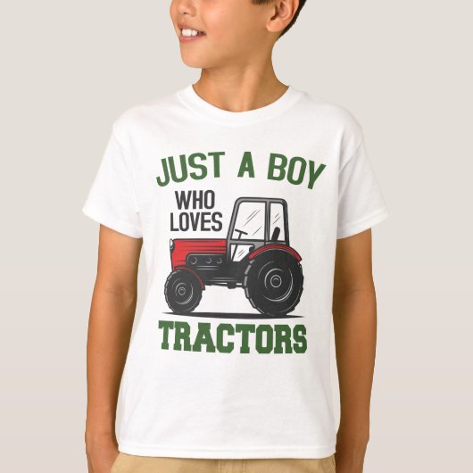 Gewoon een jongen die van tractoren houdt die Boer T-shirt (Voorkant)