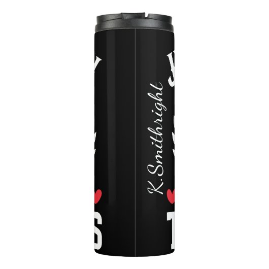 Gewoon een jongen die van tractoren houdt thermosbeker (Achterkant)