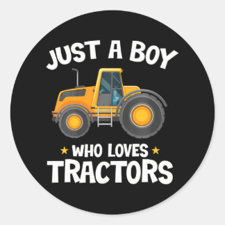 Gewoon een jongen die van Tractors Boerderij houdt Ronde Sticker
