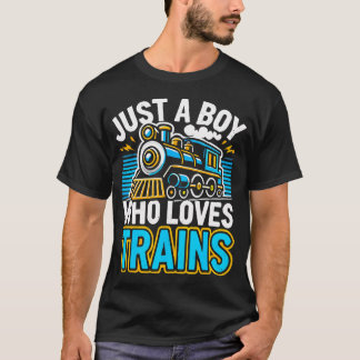 Gewoon Een Jongen Die Van Treinen Houdt Schattige  T-shirt
