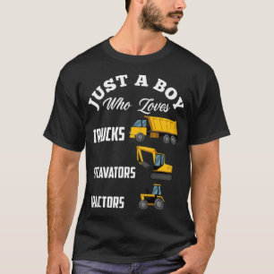 Gewoon een jongen die van Trucks Excavators namast T-shirt