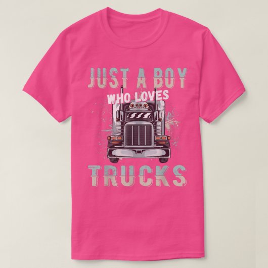 Gewoon een jongen die van Trucks Funny houdt T-shirt (Design voorkant)