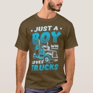 Gewoon een jongen die van Trucks Semi Truck Party T-shirt