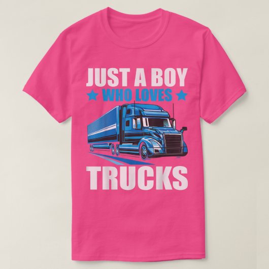 Gewoon een jongen die van Trucks Semi Trucks Lover T-shirt (Design voorkant)