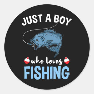 Gewoon Een Jongen Die Van Vissen Houdt Ronde Sticker