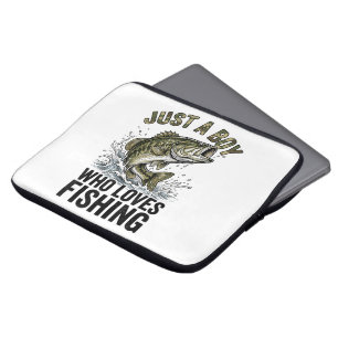 Gewoon Een Jongen Die Van Vissen Op Baars Houdt Laptop Sleeve