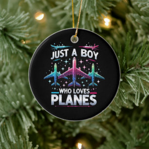 Gewoon Een Jongen Die Van Vliegtuigen Houdt Keramisch Ornament
