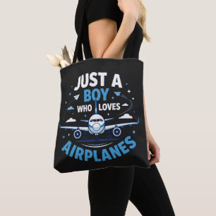 Gewoon een jongen die van vliegtuigen houdt tote bag