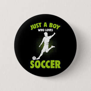 Gewoon een jongen die van voetbalspeler kinderen j ronde button 5,7 cm