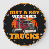 Gewoon een jongen die van vrachtwagens houdt grote klok (Voorkant)