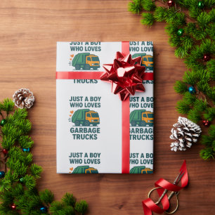 Gewoon een jongen die van vuilniswagens houdt Kids Cadeaupapier