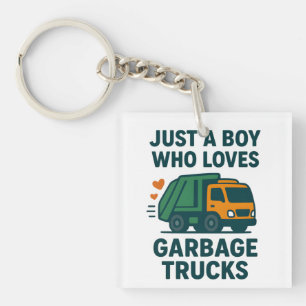 Gewoon een jongen die van vuilniswagens houdt Kids Sleutelhanger