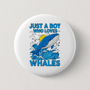 Gewoon Een Jongen Die Van Walvissen Oceaan Zee Die Ronde Button 5,7 Cm