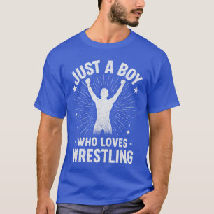 Gewoon een jongen die van worstelen houdt Kerst wo T-shirt