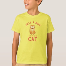 Gewoon een jongen die van zijn Cat T-Shirt houdt