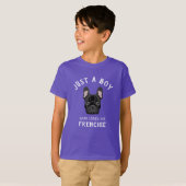 Gewoon een jongen die van zijn Frenchie T-Shirt ho (Voorkant volledig)