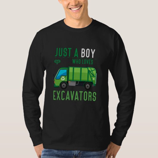 Gewoon een jongen die vuilniswagens leuk vindt ide t-shirt (Voorkant)
