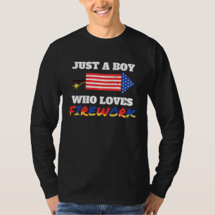 Gewoon Een Jongen Die Vuurwerk Knallen 4 Juli Houd T-shirt