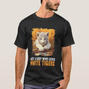Gewoon een jongen die witte tijgers liefheeft Witt T-shirt